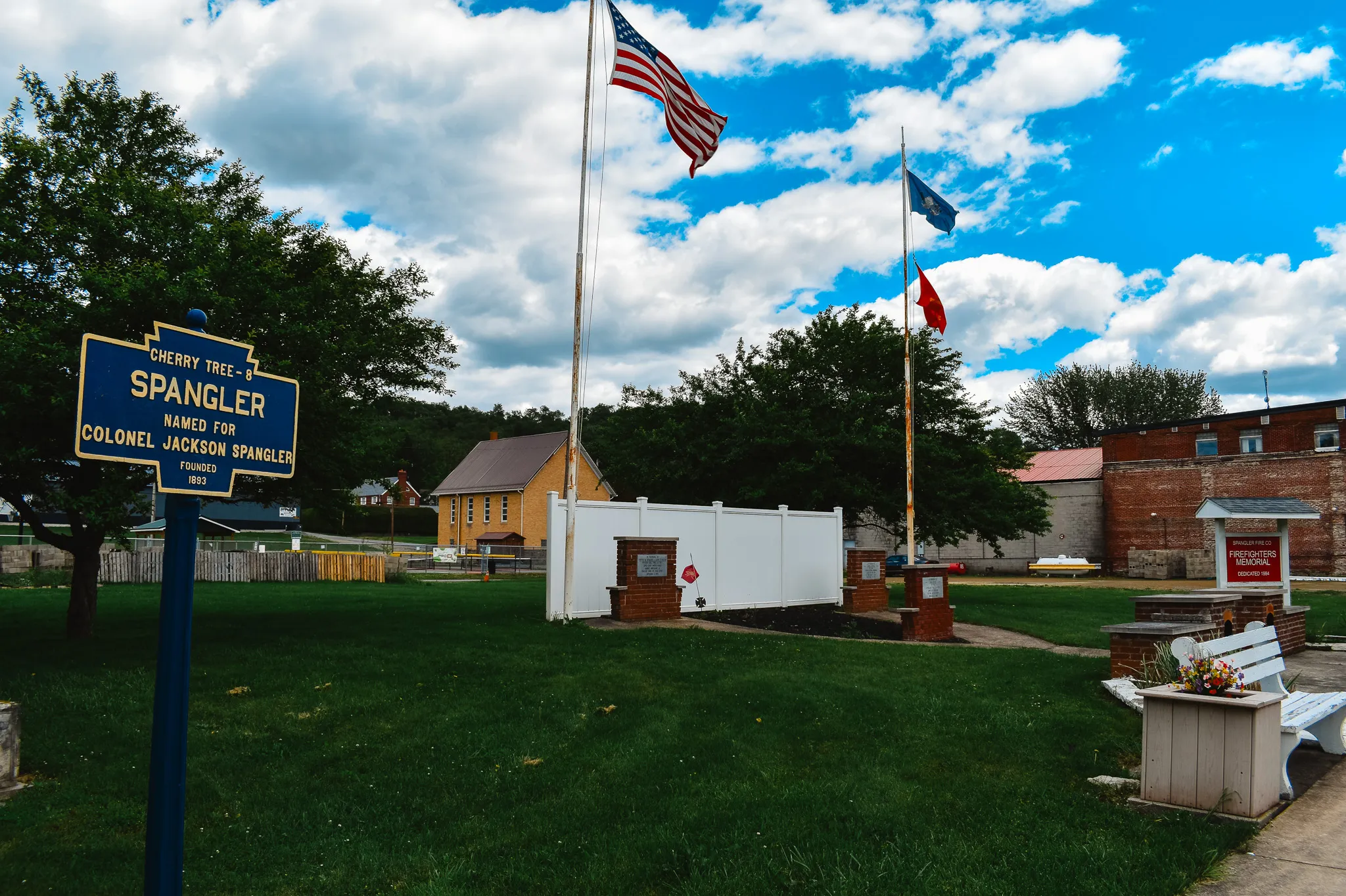 Side view of Firemen's Memorial